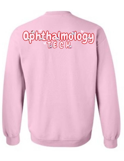 Pink and Red Kitty-Ophthalmology Tech- Cozy Sweatshirt