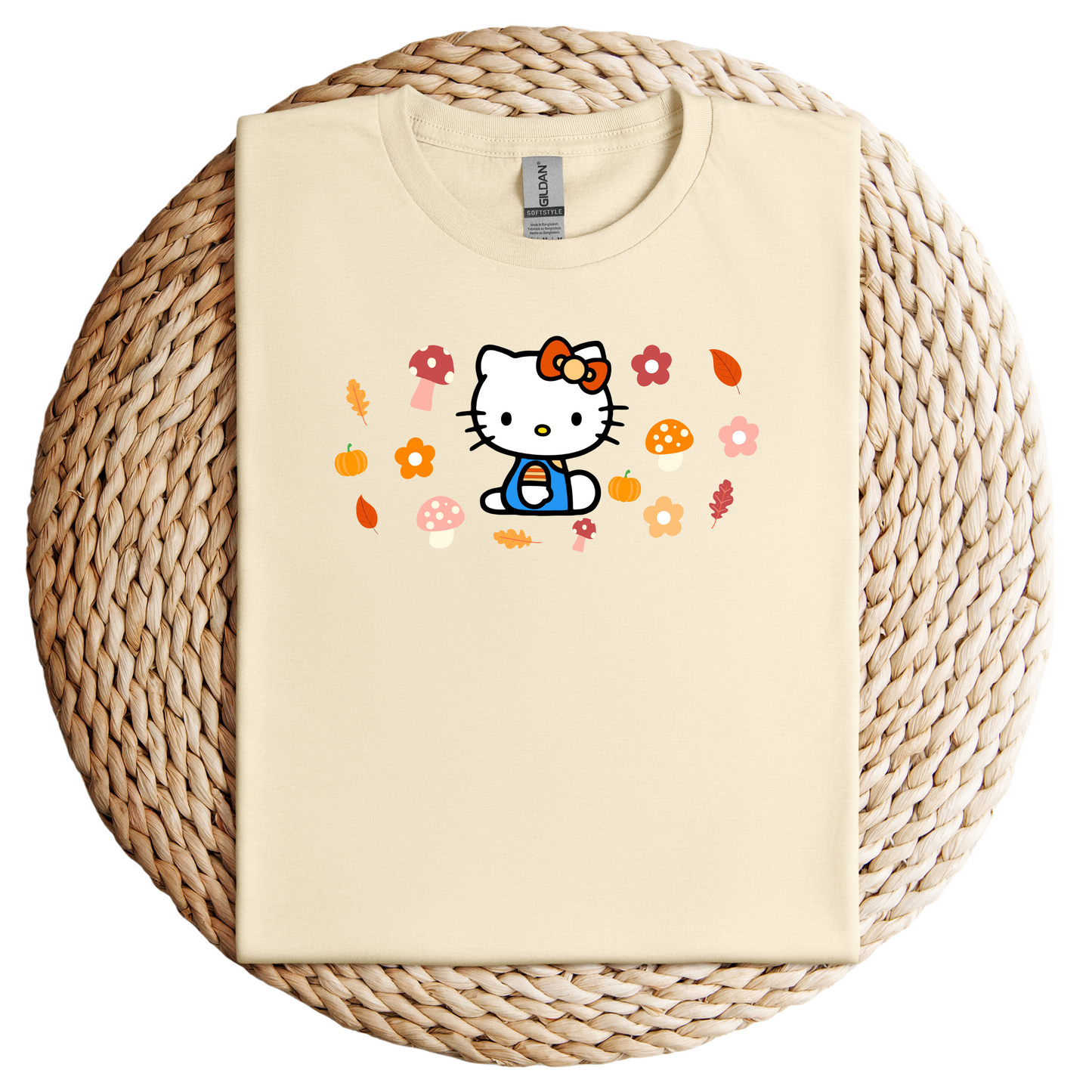 Kawaii Cat-Fall-Autumn-Mushroom-Soft Tee Shirt