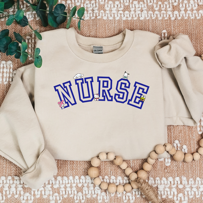 Royal-NURSE-Varsity- Kawaii-Characters -Cozy Sweatshirt