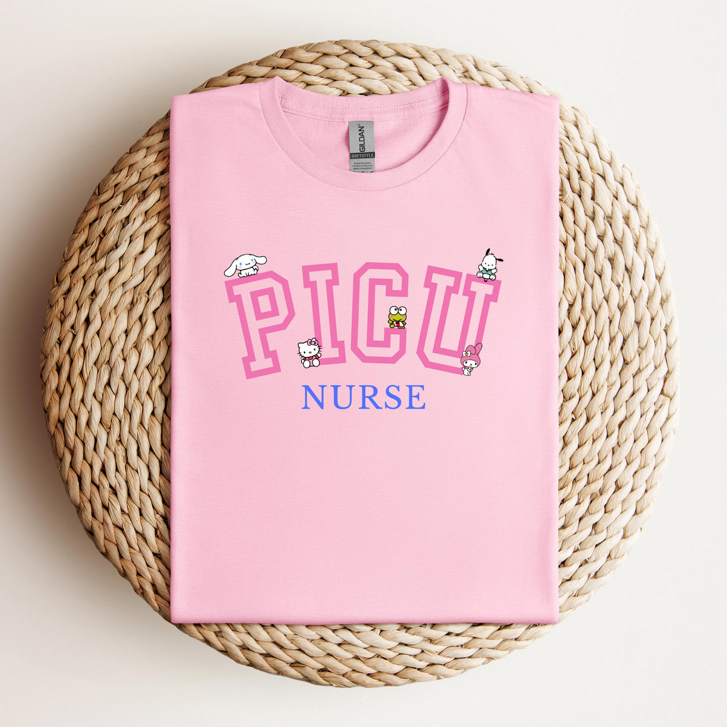 Pink-PICU-Varsity- Soft Tee Shirt