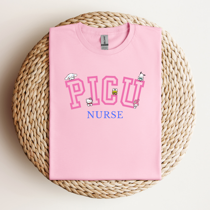 Pink-PICU-Varsity- Soft Tee Shirt