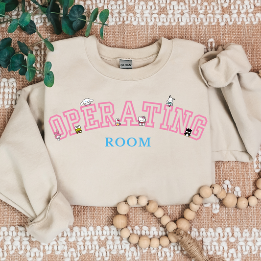 Pink-Varsity-Operating Room- Kawaii-Characters -Cozy Sweatshirt