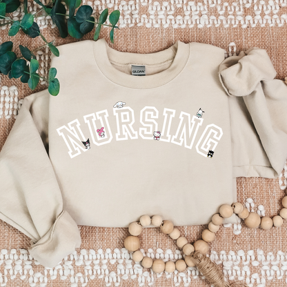 White-Nursing- Kawaii-Characters -Cozy Sweatshirt