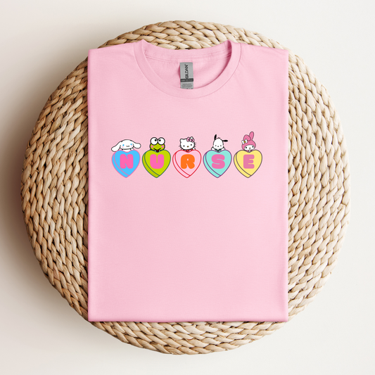 Candy Hearts-Kitty and Friends-Kawaii- Soft Tee Shirt