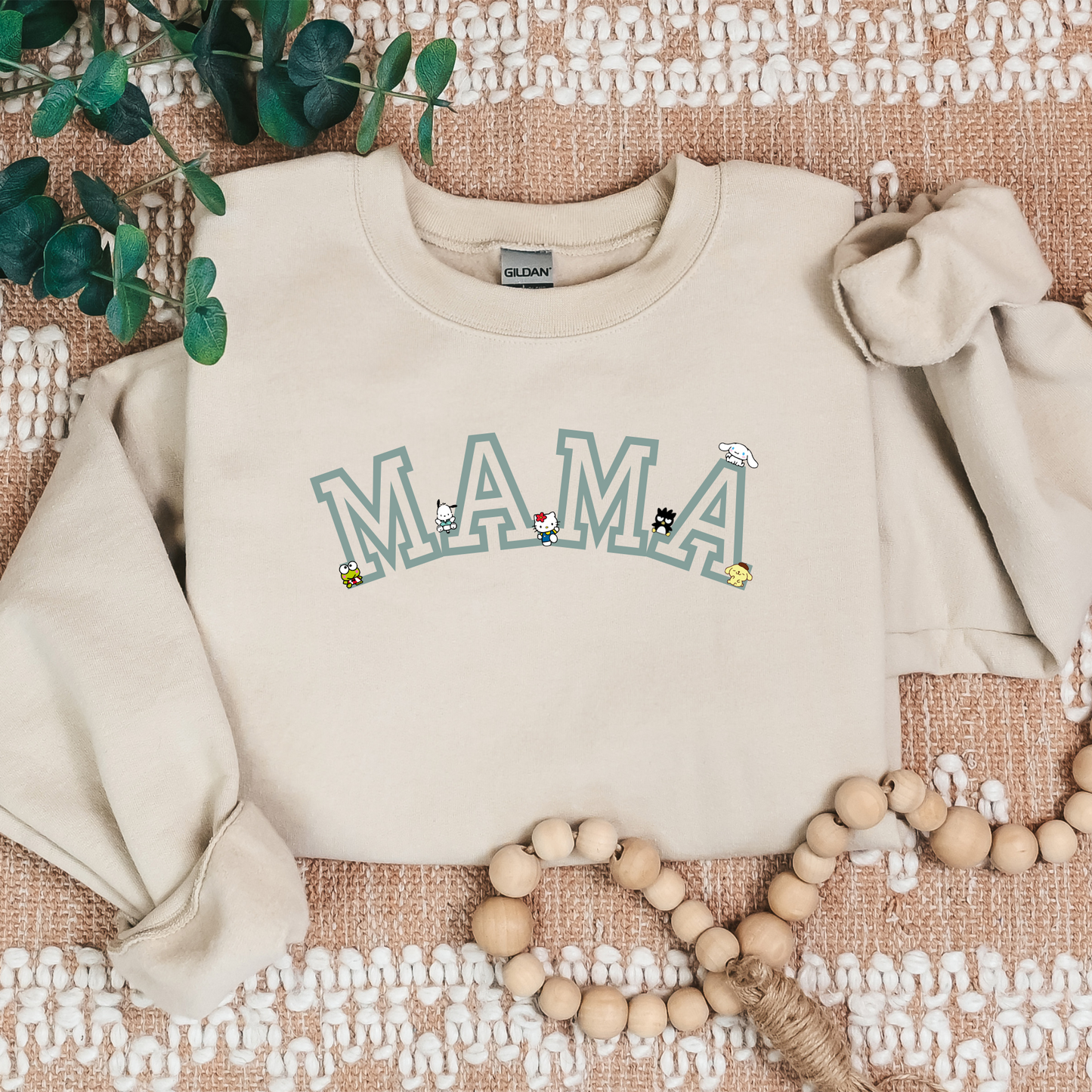 Mint-MAMA- Varsity-Kawaii Friends- Cozy Sweater