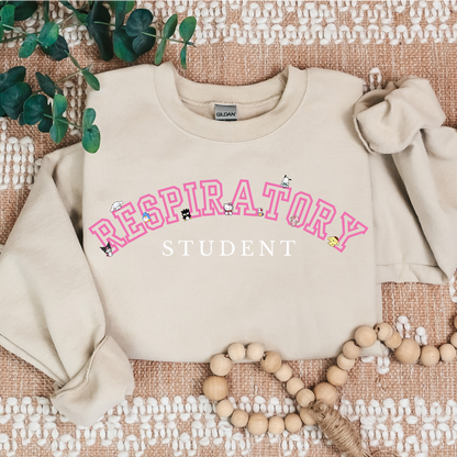 Pink- RESPIRATORY STUDENT- Kawaii-Characters -Cozy Sweatshirt