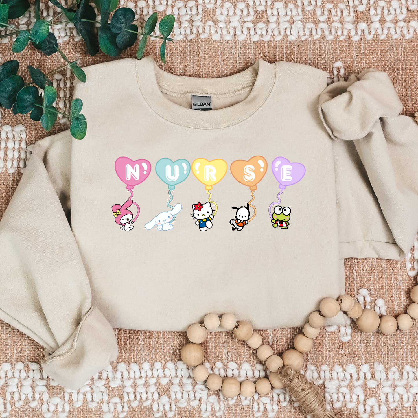 Balloons- Nurse- Kawaii-Characters -Cozy Sweatshirt