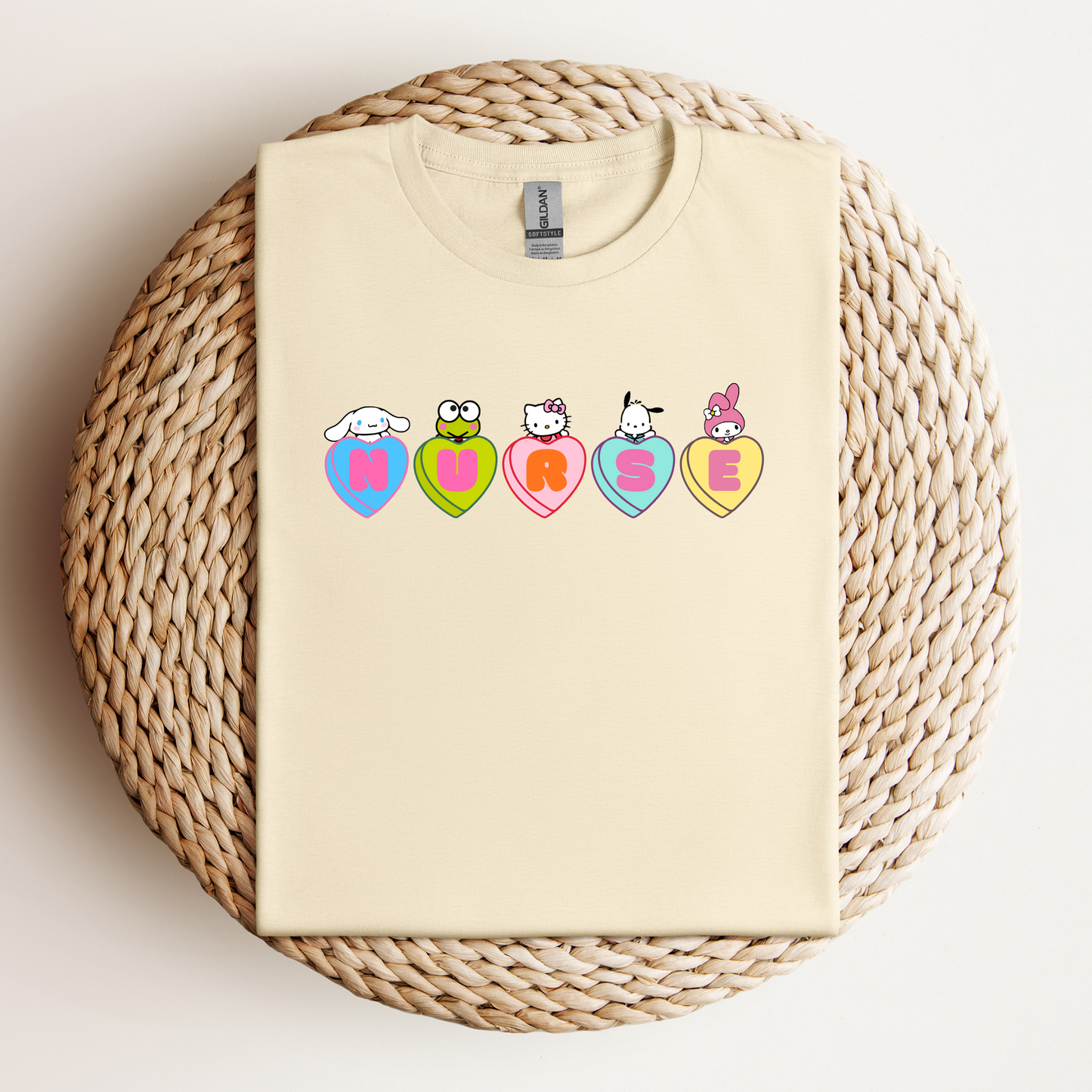 Candy Hearts-Kitty and Friends-Kawaii- Soft Tee Shirt