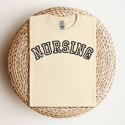 BLACK-Nursing-Varsity- Soft Tee Shirt