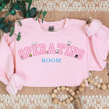 Pink-Varsity-Operating Room- Kawaii-Characters -Cozy Sweatshirt