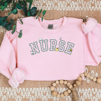 MINT- Varsity Nurse Kawaii Characters Cozy Sweater