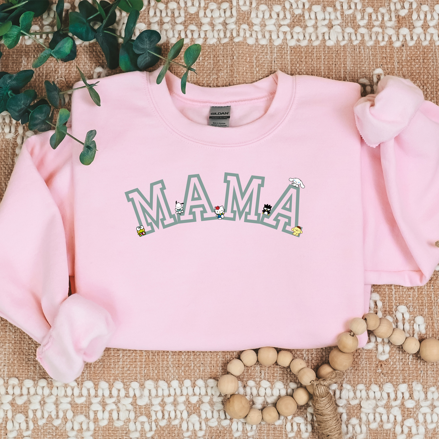 Mint-MAMA- Varsity-Kawaii Friends- Cozy Sweater