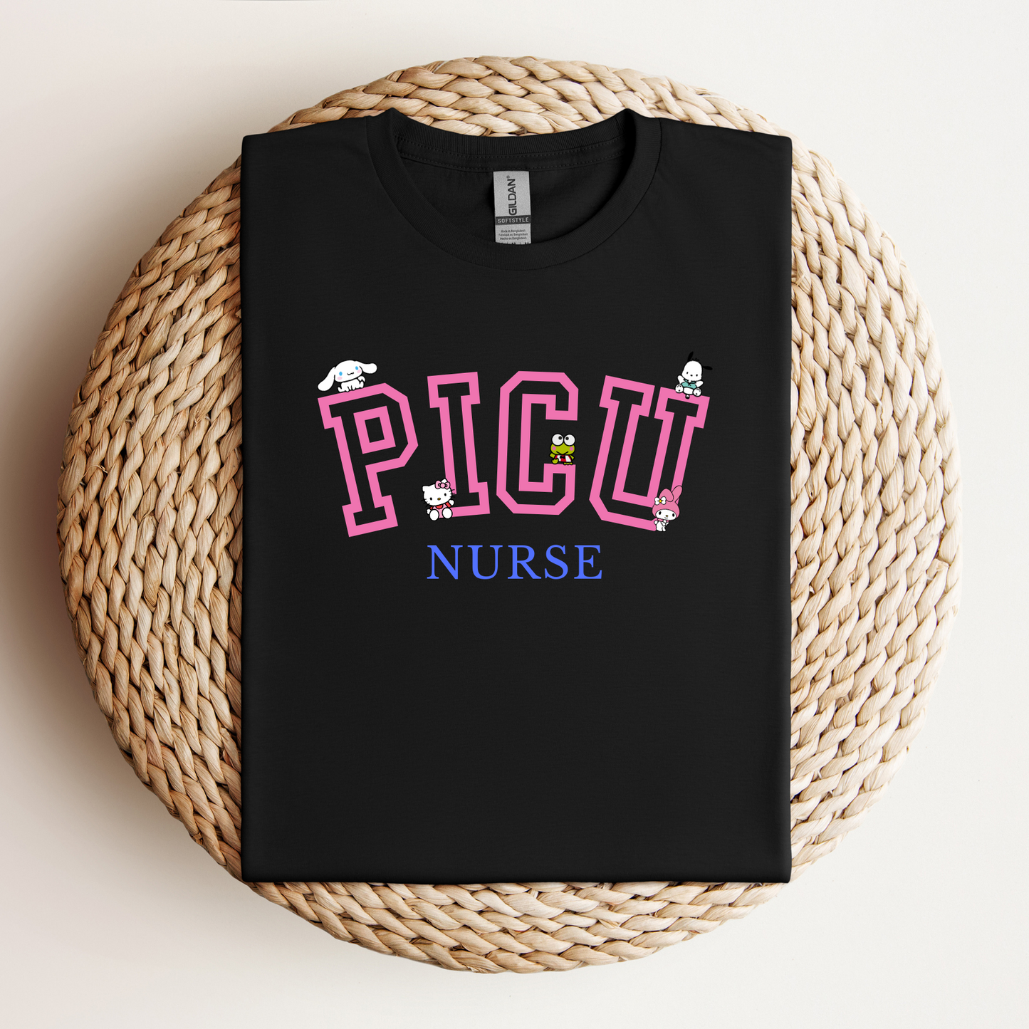 Pink-PICU-Varsity- Soft Tee Shirt