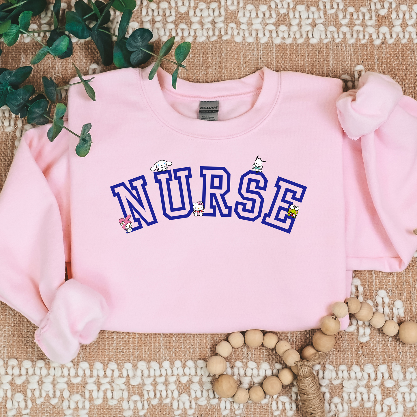 Royal-NURSE-Varsity- Kawaii-Characters -Cozy Sweatshirt