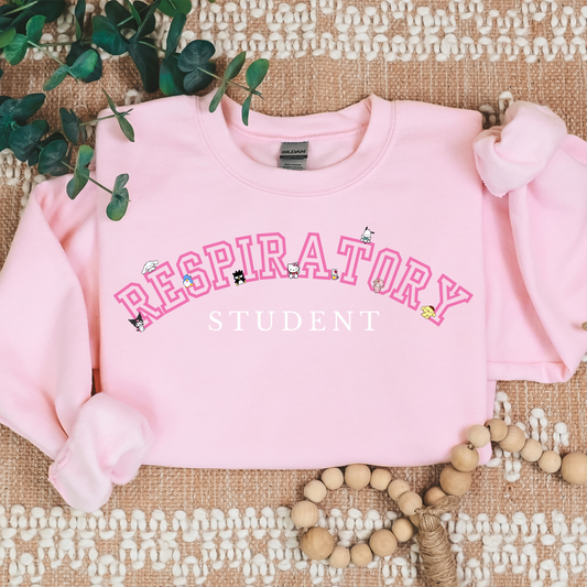 Pink- RESPIRATORY STUDENT- Kawaii-Characters -Cozy Sweatshirt