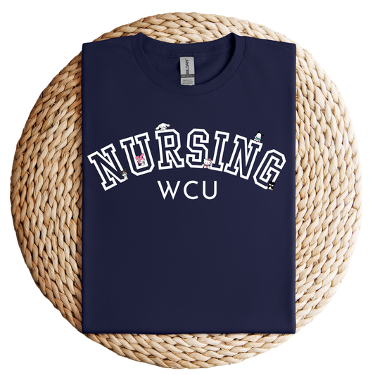 White-WCU-Nursing-Kawaii-Characters-Soft Tee Shirt