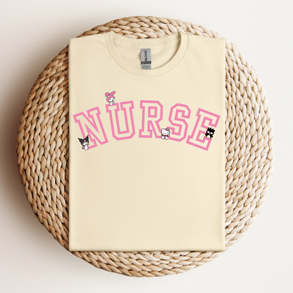 PINK-Nurse-Varsity- Soft Tee