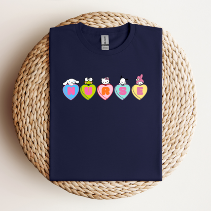 Candy Hearts-Kitty and Friends-Kawaii- Soft Tee Shirt