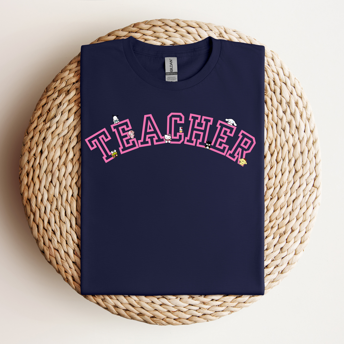 Pink-Teacher-Varsity- Soft Tee Shirt