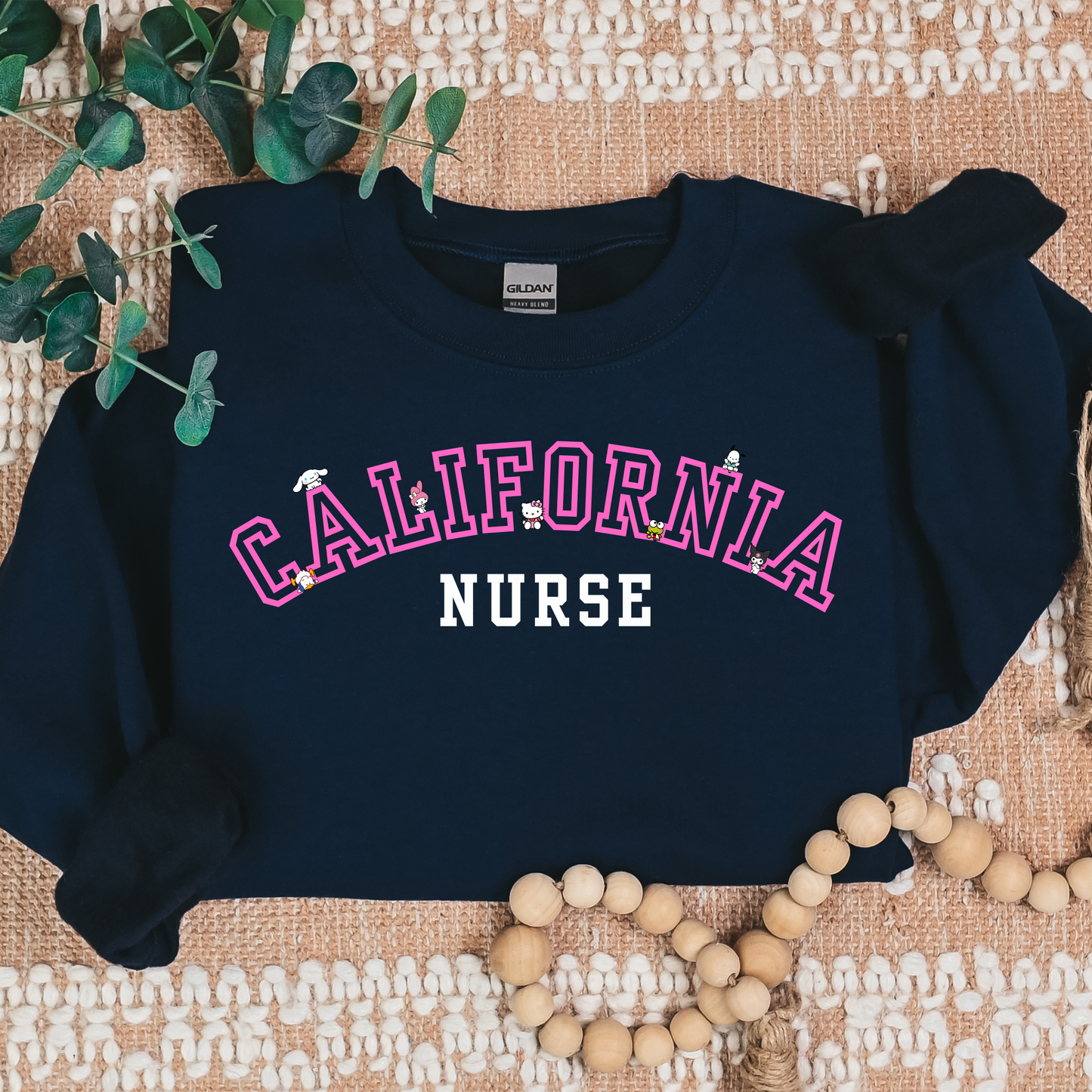 Pink-California Nurse- Kawaii-Characters -Cozy Sweatshirt