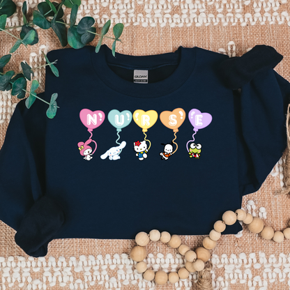 Balloons- Nurse- Kawaii-Characters -Cozy Sweatshirt