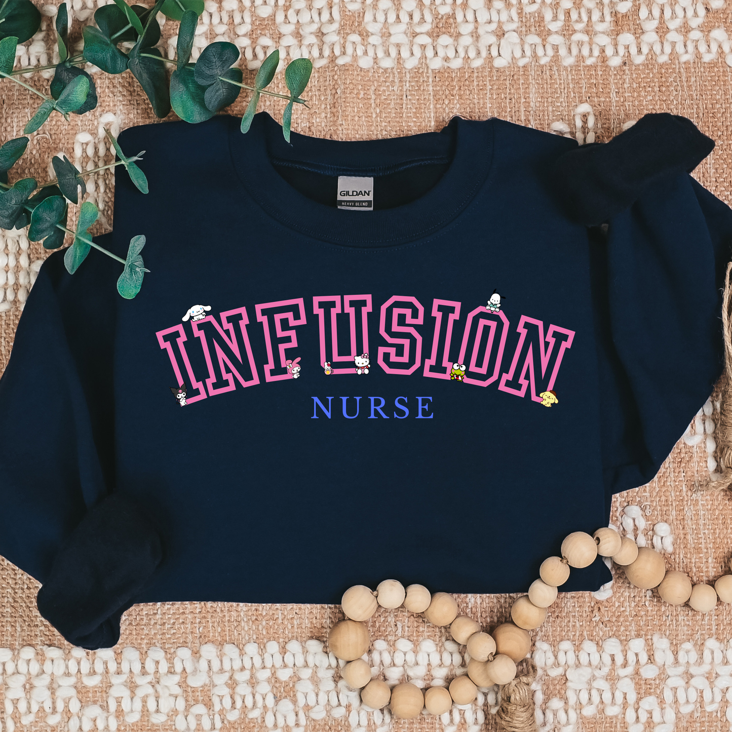 Pink-Infusion-Nurse- Kawaii-Characters -Cozy Sweatshirt