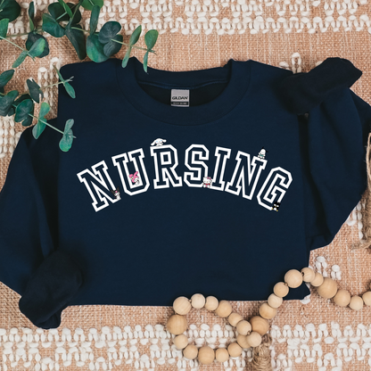 White-Nursing- Kawaii-Characters -Cozy Sweatshirt