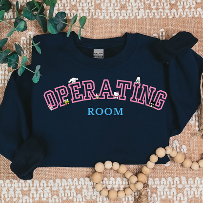 Pink-Varsity-Operating Room- Kawaii-Characters -Cozy Sweatshirt