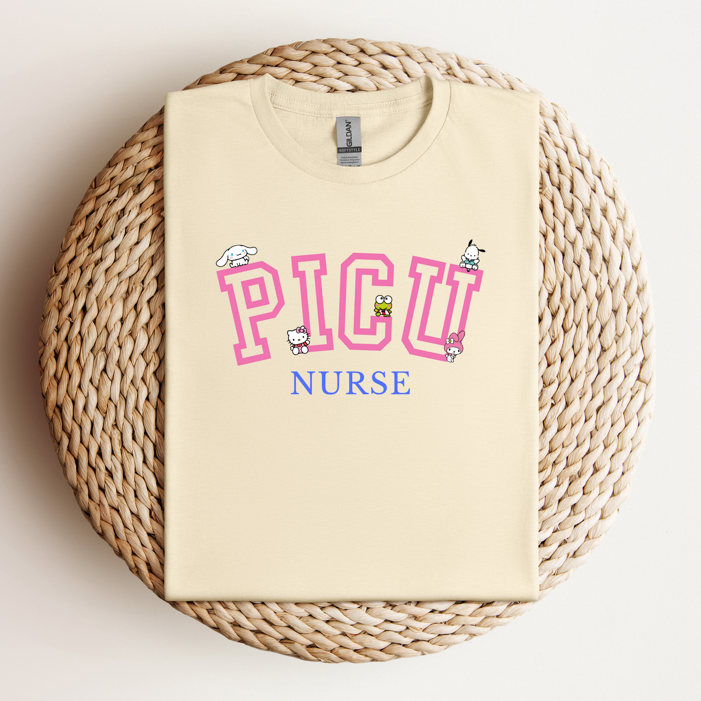 Pink-PICU-Varsity- Soft Tee Shirt