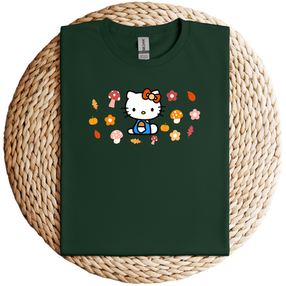 Kawaii Cat-Fall-Autumn-Mushroom-Soft Tee Shirt