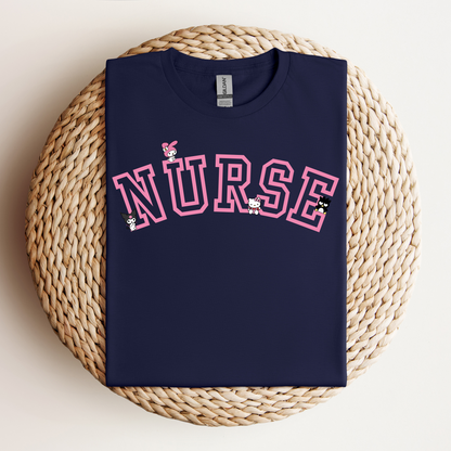 PINK-Nurse-Varsity- Soft Tee