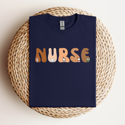 Retro Brown-Nurse-Varsity- Soft Tee Shirt