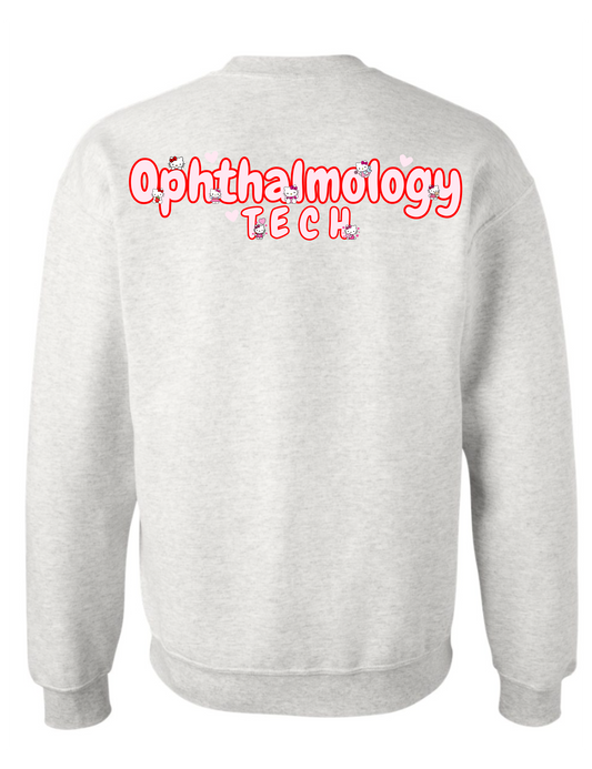 Pink and Red Kitty-Ophthalmology Tech- Cozy Sweatshirt