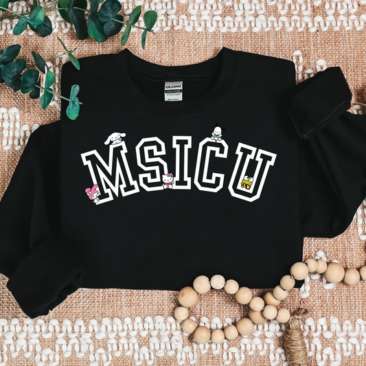 White- MSICU- Kawaii-Characters -Cozy Sweatshirt