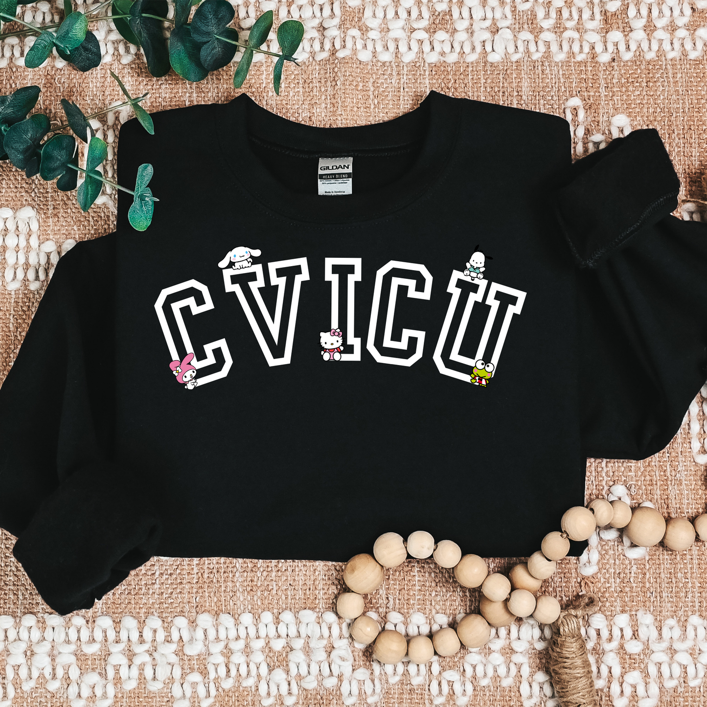 White-CVICU- Kawaii-Characters -Cozy Sweatshirt