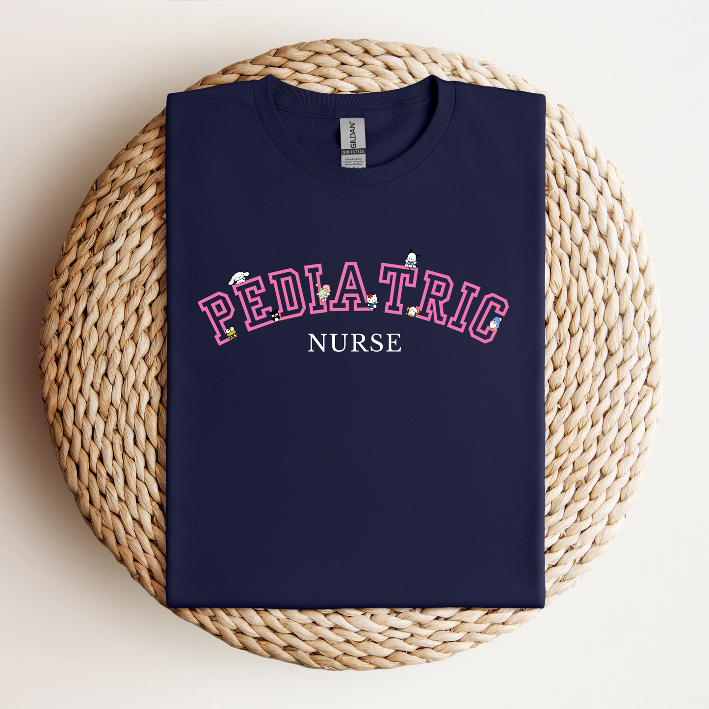 Pink-Pediatrics Nurse-Varsity- Soft Tee Shirt