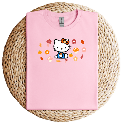 Kawaii Cat-Fall-Autumn-Mushroom-Soft Tee Shirt