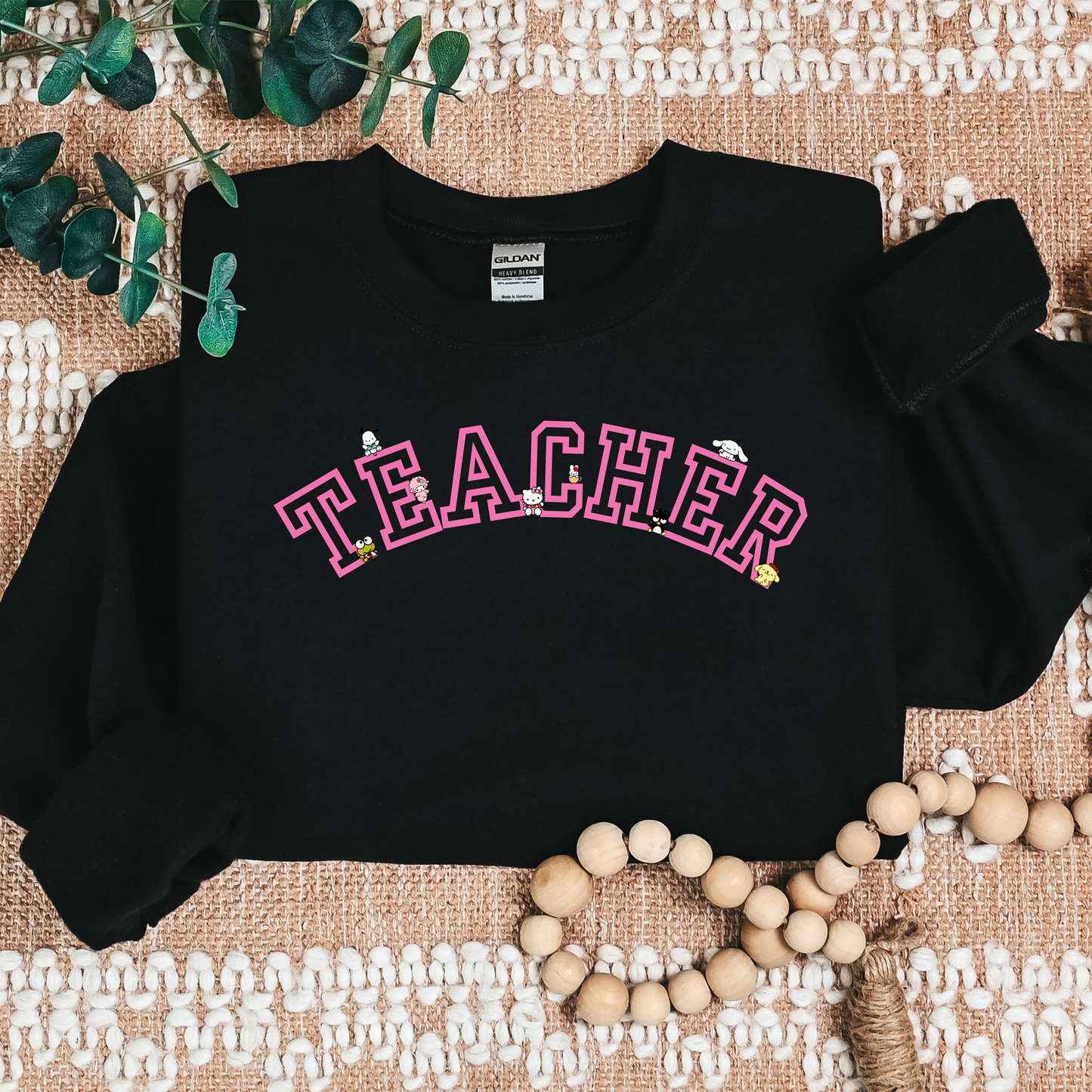 Pink-TEACHER- Kawaii-Characters -Cozy Sweatshirt