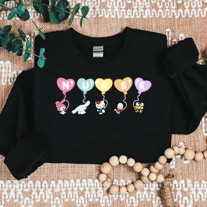 Balloons- Nurse- Kawaii-Characters -Cozy Sweatshirt