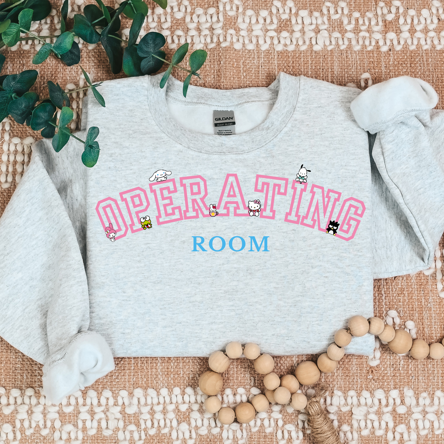 Pink-Varsity-Operating Room- Kawaii-Characters -Cozy Sweatshirt