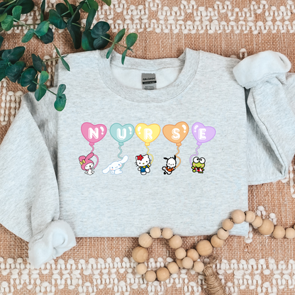 Balloons- Nurse- Kawaii-Characters -Cozy Sweatshirt