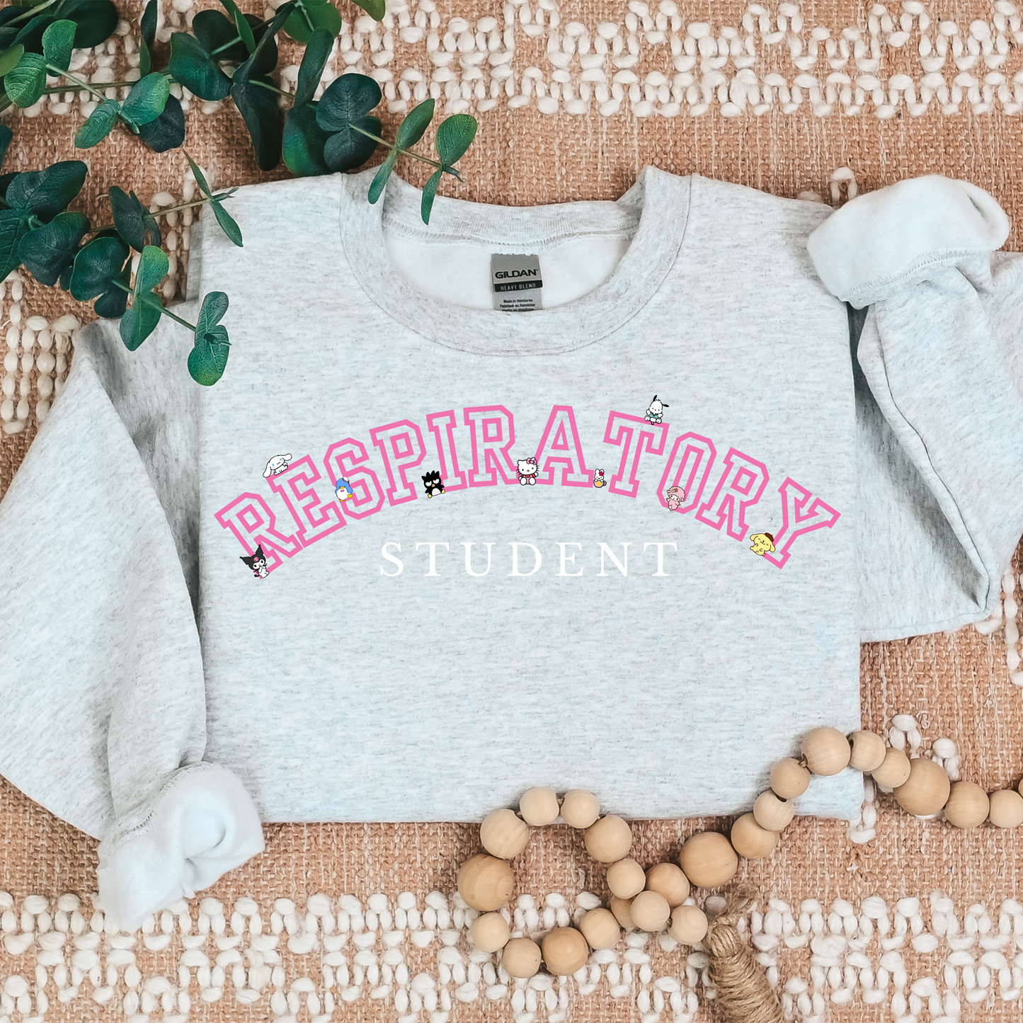 Pink- RESPIRATORY STUDENT- Kawaii-Characters -Cozy Sweatshirt