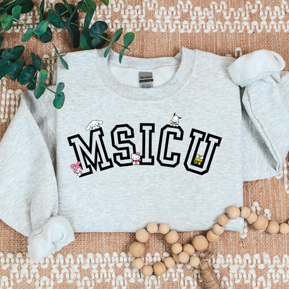 Black- MSICU- Kawaii-Characters -Cozy Sweatshirt