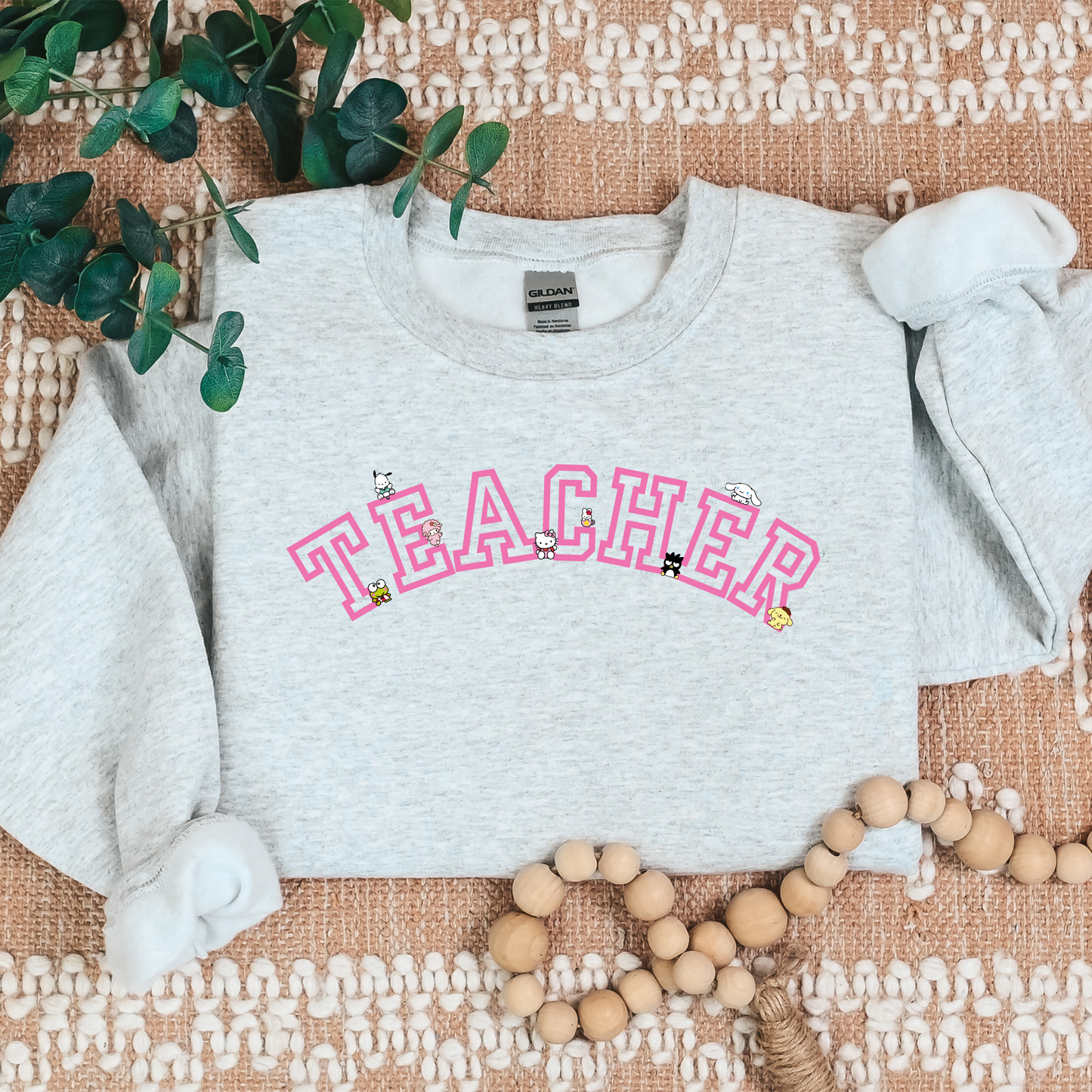 Pink-TEACHER- Kawaii-Characters -Cozy Sweatshirt