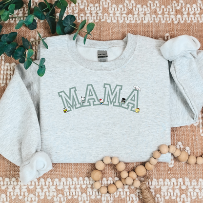 Mint-MAMA- Varsity-Kawaii Friends- Cozy Sweater