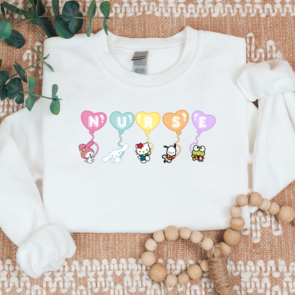 Balloons- Nurse- Kawaii-Characters -Cozy Sweatshirt