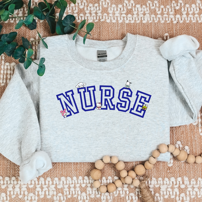 Royal-NURSE-Varsity- Kawaii-Characters -Cozy Sweatshirt