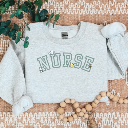 MINT- Varsity Nurse Kawaii Characters Cozy Sweater