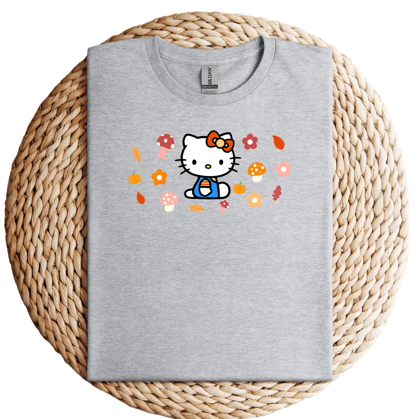 Kawaii Cat-Fall-Autumn-Mushroom-Soft Tee Shirt