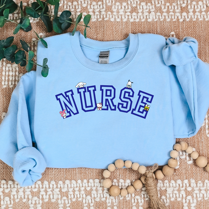 Royal-NURSE-Varsity- Kawaii-Characters -Cozy Sweatshirt